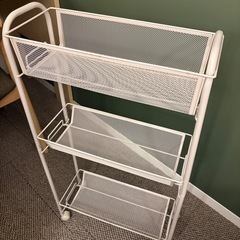【美品】キャスター付き　スチールワゴン ホワイトの画像