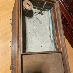 長火鉢　銅蓋　火箸付　囲炉裏座卓 引出し付き　灰付　当時物の画像