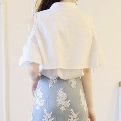 【12/19まで】肩出し オフショルダー オフショル 花柄 お花 フラワー ブラウス ワイシャツ シャツの画像