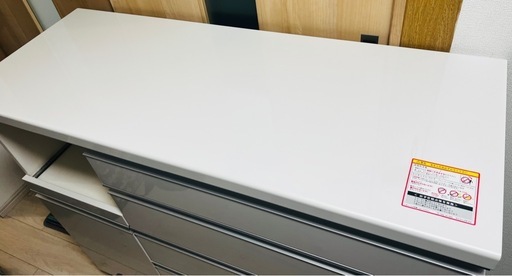 パモウナ 食器棚 ホワイト収納キャビネット キャスター付き