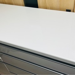 パモウナ　食器棚　ホワイト収納キャビネット キャスター付きの画像