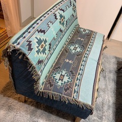 ソファ 青  2人掛けの画像