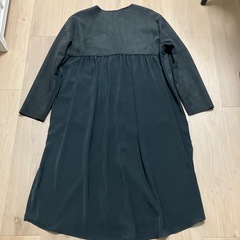 ノーカラースウェード調切り替えコート　チャコールグレーの画像