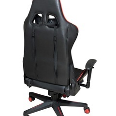 HBADA ゲーミングチェア 黒/赤 アームレスト付き フットレスト付きの画像