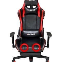 HBADA ゲーミングチェア 黒/赤 アームレスト付き フットレスト付きの画像