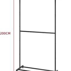 白色2段ハンガーラックの画像