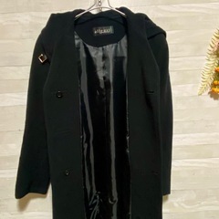 Allegri アンゴラ混フード付ロングコート 黒 9AR Mサイズの画像