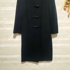 Allegri アンゴラ混フード付ロングコート 黒 9AR Mサイズの画像