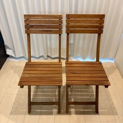 ガーデンテーブルチェア 3点セット 折りたたみ 天然木の画像