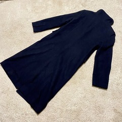 デプレ カシミヤ20%混 ロングコート スタンドカラー 黒の画像