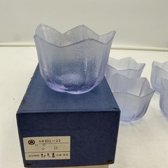 たち吉　ガラス小鉢　桔梗型　薄紫色の創作ガラスが人気の画像