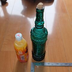 ボトル 容器 入れ物 ガラス グリーン コルク栓付き 緑色 花瓶 花器 フラワーベース 生け花 の画像