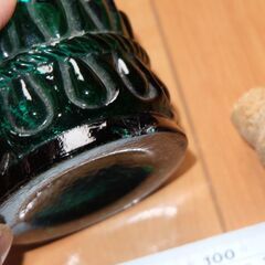 ボトル 容器 入れ物 ガラス グリーン コルク栓付き 緑色 花瓶 花器 フラワーベース 生け花 の画像