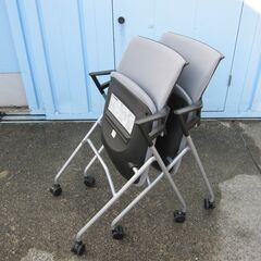 特価！　会議用チェア　2台セット　ライトグレー　ネスティングチェア　の画像