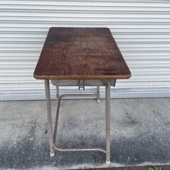 【那須町役場】昭和レトロ　廃校　小学校　インテリア　学習机【管理番号370】の画像