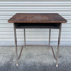 【那須町役場】昭和レトロ　廃校　小学校　インテリア　学習机【管理番号370】の画像