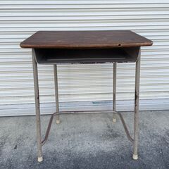 【那須町役場】昭和レトロ　廃校　小学校　インテリア　学習机【管理番号371】の画像