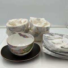 湯呑揃　茶托付湯呑揃　陶彩　TOHSAI 人気のちぎり絵シリーズの画像