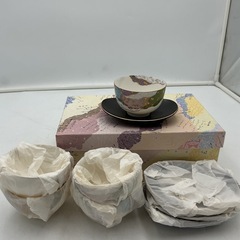 湯呑揃　茶托付湯呑揃　陶彩　TOHSAI 人気のちぎり絵シリーズの画像