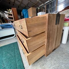 アンティーク 和箪笥 3段 タンス 木製の画像