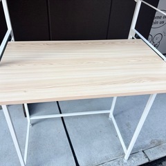 レンジラック ゴミ箱上ラック 幅80cm　ホワイト×ナチュラル木目の画像