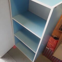 ３段カラーBOX、４９x２５x９０、ブルー、美品の画像