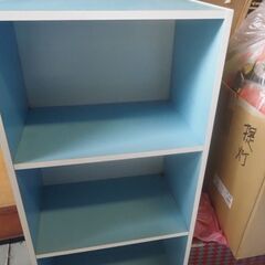 ３段カラーBOX、４９x２５x９０、ブルー、美品の画像