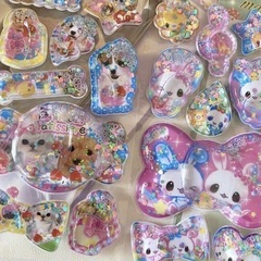 2枚セット ウォーターシール 平成 レトロ シャカシャカシール 3D うさぎ ねこ 平成 レトロの画像