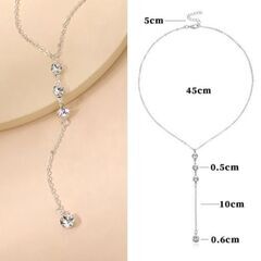 ラリエット風/ラインストーンネックレス（新品）の画像