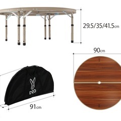 DOD(ディーオーディー) ワンポールテントテーブル ポールを囲んで 簡単設置 ウッド調 折りたたみ式 TB6-487の画像