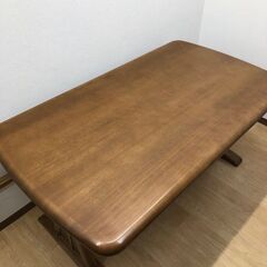 ss8001　カリモク ダイニングテーブル ブラウン 150×85cm karimoku 食卓テーブル リビングテーブル 木製 長角 長方形 4人掛け 茶 ダイニングテーブル 中古の画像
