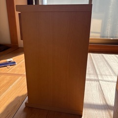 木製収納ボックス引き出し付きベージュの画像