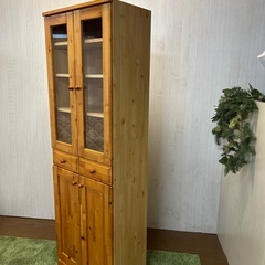 【リユース☆エコちょっぷ】食器棚　カントリー　ナチュラル　木目　の画像