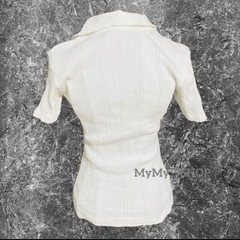 (( 中古 ))Y2K・ギャル・シャツ風・リブ・胸元クロス・Tシャツ・トップスの画像