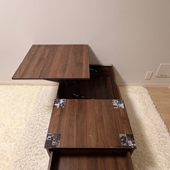 昇降式ローテーブル（ブラウン）の画像