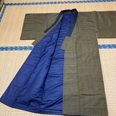 【昭和レトロ/中古/長期保管品】■綿入れ着物（丹前）■無地■こげ茶色■の画像