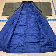 【昭和レトロ/中古/長期保管品】■綿入れ着物（丹前）■無地■こげ茶色■の画像