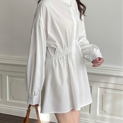 ボリュームスリーブチュニックシャツワンピースの画像