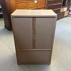 サ2511-406 ガラス扉 キャビネット 食器棚 木製 ナチュラル キズ汚れ有りの画像