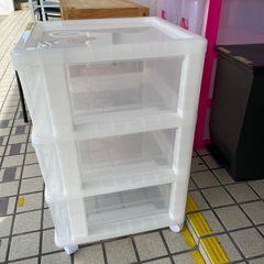 衣類収納】【3段プラケース】クリーニング済み【管理番号1126】五の画像