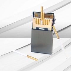 【新品未使用】タバコ 20本収納 アルミ タバコケース 軽量 100mm 葉巻保護カバー 夏場 汗 シガレットケース 対策 (100mm グレー)の画像