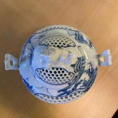 【愛品倶楽部柏店】平戸三川内焼　 唐獅子山水香炉 　14代福本弥治右エ門 ・福本甲子の画像