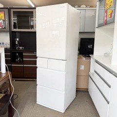 【超美品‼️】パナソニック 2021年製 406Lノンフロン冷凍冷蔵庫 自動製氷 ナノイー 微凍結パーシャル ハーモニーホワイト♪の画像