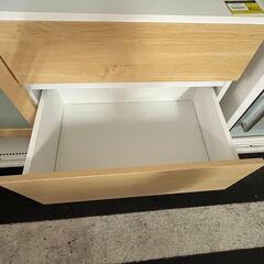 【ドリーム池田店】ガラス扉　テレビ台　ライトブラウン×ホワイト　天面汚れ有　IKW-269の画像