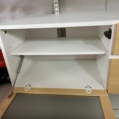 【ドリーム池田店】ガラス扉　テレビ台　ライトブラウン×ホワイト　天面汚れ有　IKW-269の画像