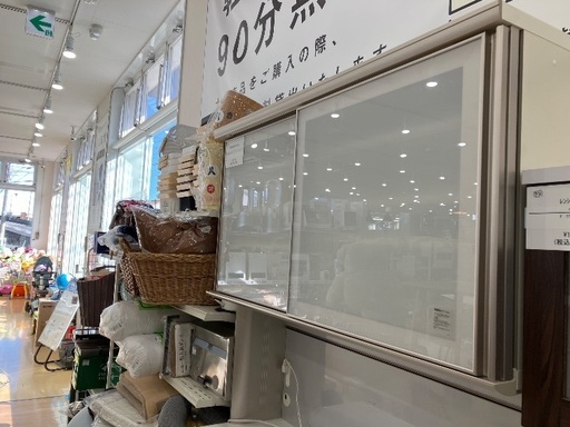 【軽トラック貸出サービス有】　綾野製作所　レンジボード　２枚扉　引き出し付き　傷・汚れ有り　シルバー×ホワイト