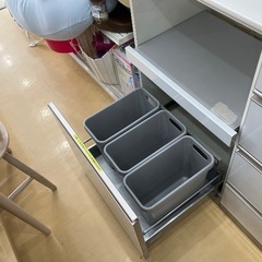 【軽トラック貸出サービス有】　綾野製作所　レンジボード　２枚扉　引き出し付き　傷・汚れ有り　シルバー×ホワイトの画像