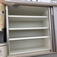 【軽トラック貸出サービス有】　綾野製作所　レンジボード　２枚扉　引き出し付き　傷・汚れ有り　シルバー×ホワイトの画像