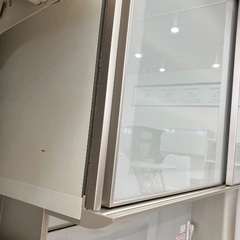 【軽トラック貸出サービス有】　綾野製作所　レンジボード　２枚扉　引き出し付き　傷・汚れ有り　シルバー×ホワイトの画像