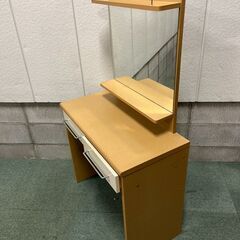 ヒロカワファニチャー 木製 ドレッサー 鏡台 幅74cm×奥行36cm×高さ130cm の画像